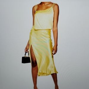 topshop yellow silk dress